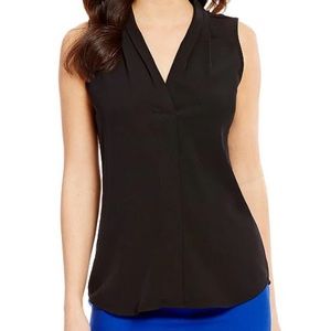 Calvin Klein Pleated Sleeveless V-Neck Shell Size Small